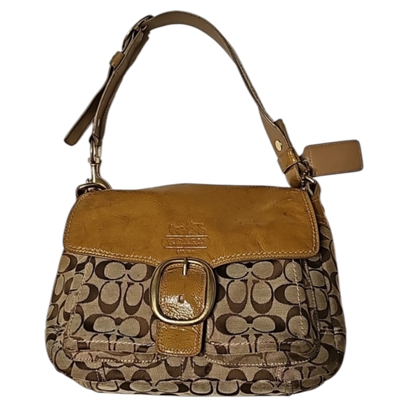 Coach Handbags - VTG Coach purse Y2K brown and patent leather yellow gold 12562